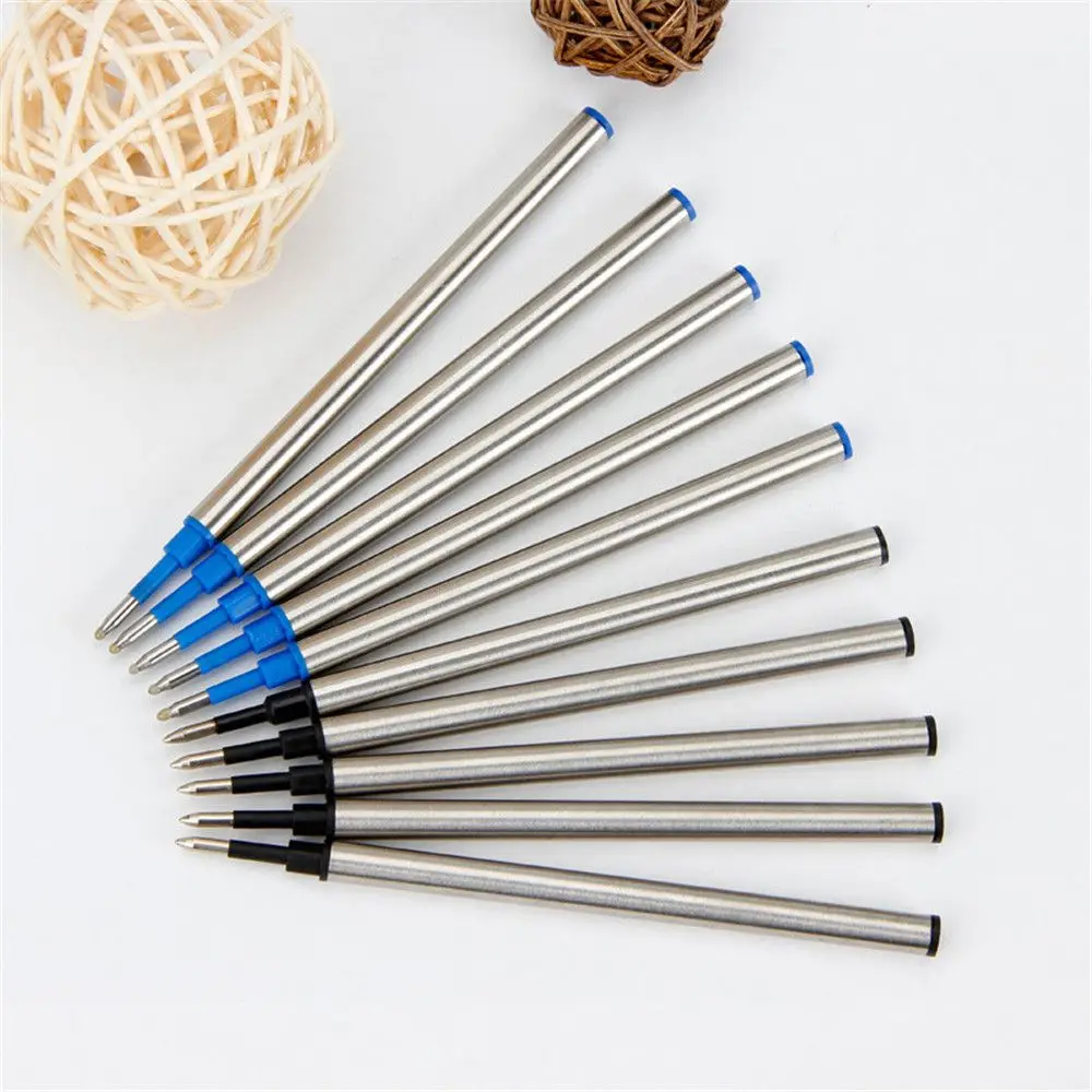 5pcs Metal Refills Blue Black Ink For Roller Ballpoint Pens Gel Pen