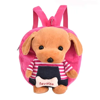 

kid school bag dog elephant doll cartoon pattern plush cotton material zip open soft handle &straps cute mini backpack kids