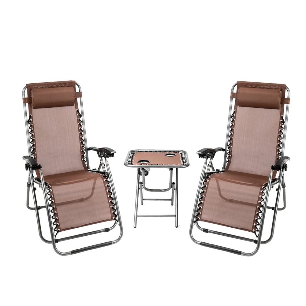 

2pcs Zero Gravity Lounge Chair with Portable Cup Holder Table for Patio Pool