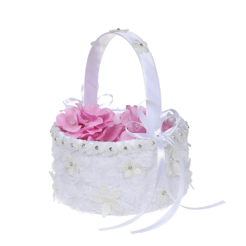

Party Decorations Lace Flower Basket Bow Decoration Portable Suitable For Wedding Dresses Fashion Simple And Generous