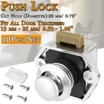 

10pcs/set Car Push Lock Diameter 20mm RV Caravan Boat Motor Home Cabinet Drawer Latch Button Locks For Furniture Hardware