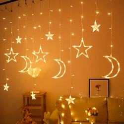 Moon Star Lights Ramadan Decorations String Light Eid Mubarak Lighting Ramadan Eid al-Fit Muslim Products Garland Lights Decor