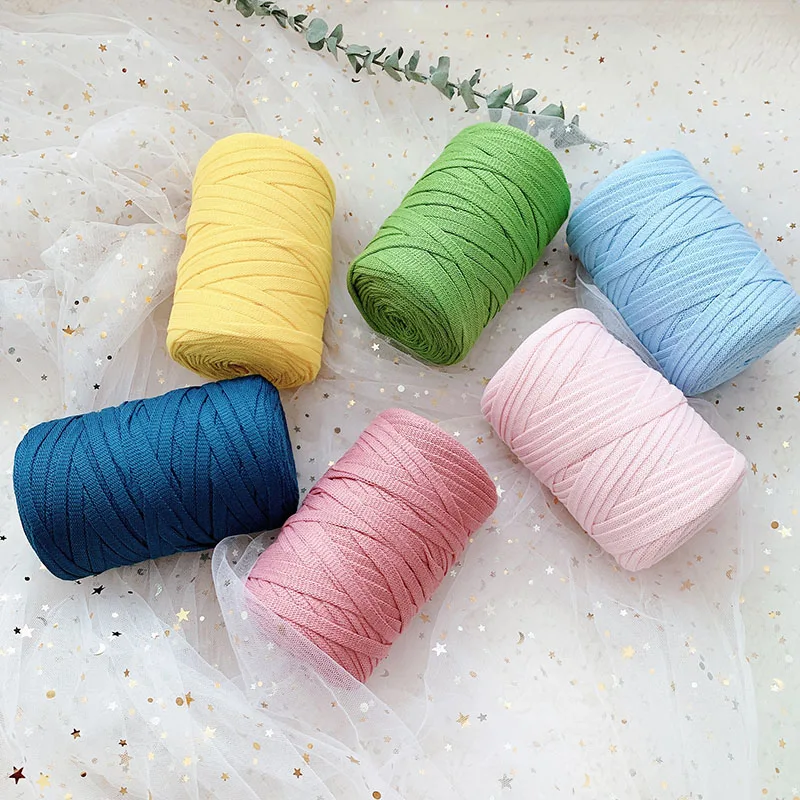 250g Hollow T Shirt Cotton Yarn Chunky Flat Ribbon Yarns For Knitting  Crochet Basket Handbag Carpet Purse Rug Diy Home Textile - Yarn - AliExpress