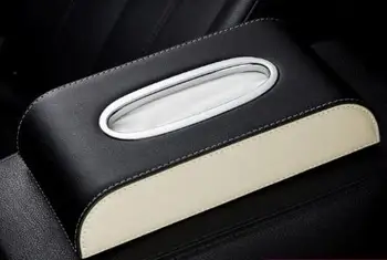 

car tissue Box Luxury PU Leather Auto Paper Box Holder Cover Case Tray for bmw benz audi car logo Home Office Automotive