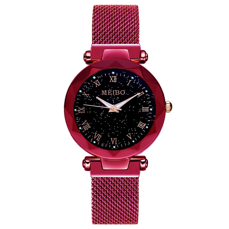 Женские часы Роскошные брендовые модные женские кварцевые часы с кристаллами женские наручные часы для женщин Relogio Feminino - Цвет: Красный