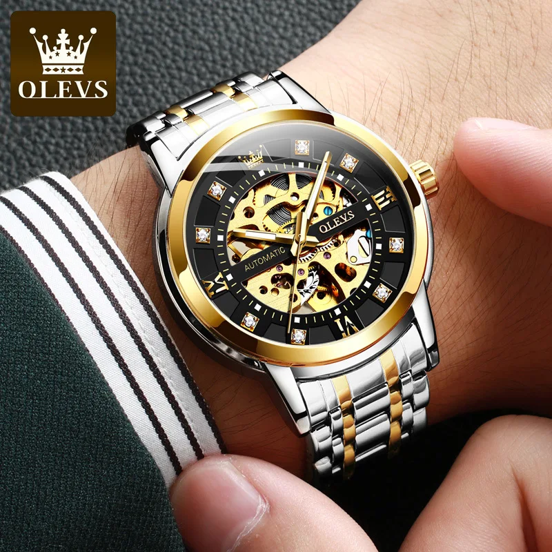 

OLEVS men's watch waterproof Automatic mechanical fashion hollow self winding Watch religio masculino top luxury Skeleton table