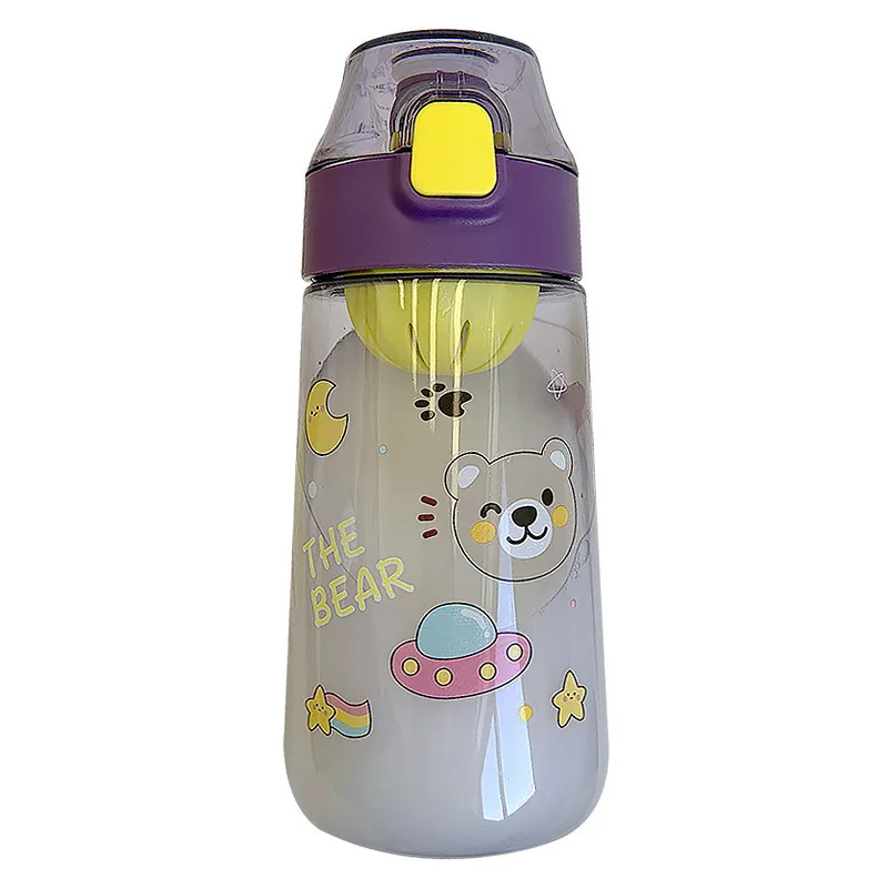 Creative Cartoon Transparent Plastic Water Bottle Portable Kids Space Cup  With Tea Strainer Student Sport Drinking Water Bottles