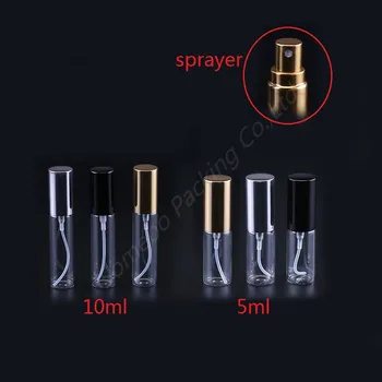 

50pcs 5ml 10ml Transparent Glass Spray Bottle Small Cosmetic Packing Atomizer Perfume Bottles Atomizing Spray Liquid Container