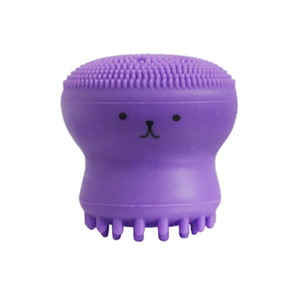 purple Face Cleansing Brush Pore Cleaner Face Scrub Washing Brush Exfoliator Skin Care Facial Cleanser Massager Mini Octopus Shape - Цвет: purple