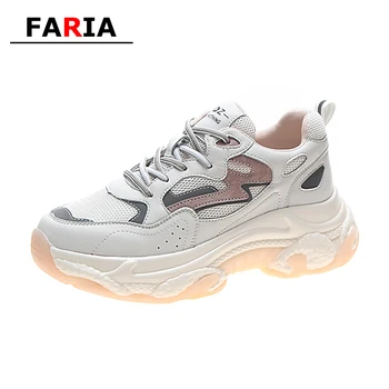 

2020 new spring Breathable reflective off white shoes women chunky sneakers Casual flat platform tenis Basketball Running shoes