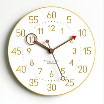 

Blue Quartz Wall Clock Modern Mute Creative Kids Wooden Wall Clock 3d Europe Design Relogios Parede Farmhouse Decor