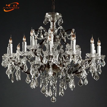 

19th C. Rococo Iron & Crystal Round Chandelier Lighting Modern LED Chandeliers Pendant Lamp Hanging Light for Living Dining Room