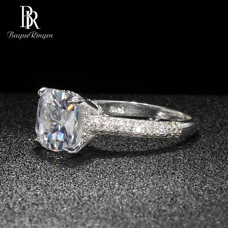 Bague Ringen, геометрическое серебро 925, ювелирное изделие для свадьбы, 5 карат, кольцо с камнями для женщин, квадратный высококачественный элегантный подарок