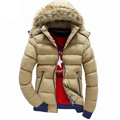 Solie Khaki Мужские зимние куртки 7XL, толстая парка с капюшоном и меховым воротником, мужские пальто, повседневные стеганые мужские куртки, мужская одежда SA075 - Цвет: Solie Khaki