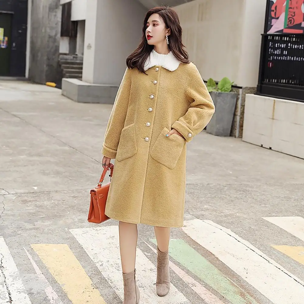 Yfashion, модные зимние пальто, шерстяное пальто, овечья шерсть, хлопок, меховое пальто в Корейском стиле, Длинная Верхняя одежда для женщин
