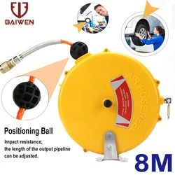 8m automotivo tubo pneumático do plutônio do carretel da mangueira do ar 8*5 carretel automático retrátil cilindro de ar pneumático ferramenta telescópica mangueira do cilindro
