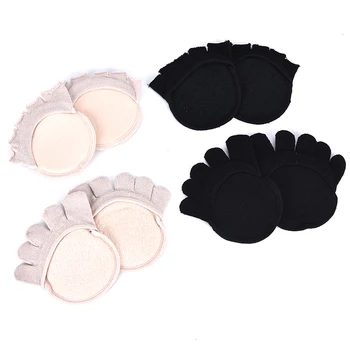 

1Pair Foot Care Insoles Heels Relief Pads Five Fingers Socks With Exposed Toes Stealth Short Toes Cotton Half Socks For Women's