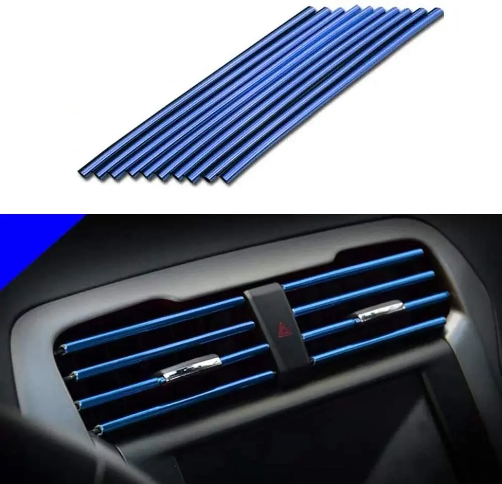 Bandes Décoratives Pour Grilles De Climatisation Voiture - Kit PVC, Rouge/bleu/argent, Réutilisables