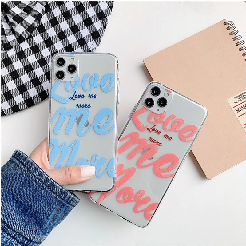 

Letter Phone Case For iPhone 11 11Pro Max Soft Silicone Transparent Case For iPhone 8 7 Plus X XR XS Max Cover Coque