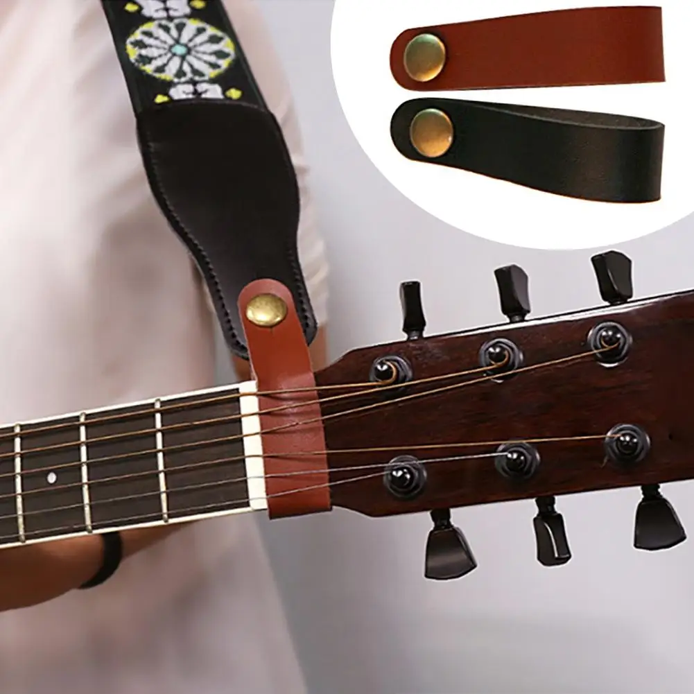 Durable Leather Guitar Strap Holder Button Safe Lock with Strong Metal