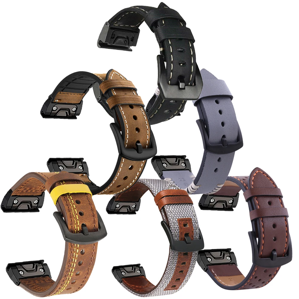 

Leather Watchband Strap For Garmin Fenix 7 7X 5/5X Plus/6/6X Pro/MK1/935 955 Smart Bracelet 22 26mm Quick Fit Wristband Strap