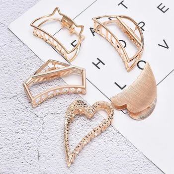 

Women Vintage Hair Accessories Fashion Gold Geometric Simple Alloy Hollow Hair Clips Hairpin Headband Hair Holder Claw