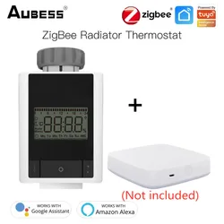 Aubess TRV Zigbee Smart Radiator Actuator Programmable Thermostatic Radiator Valve Temperature Controller Control Via Alexa