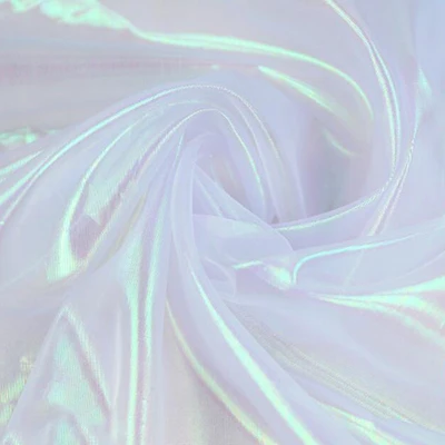White 100*150 см дизайнерская цветная блестящая флуоресцентная ткань марля ткань для сцены вуаль Свадебный декор прозрачная голографическая ткань - Цвет: White