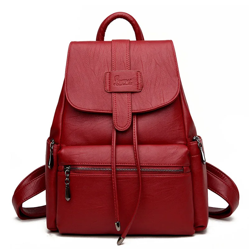 

Soft Leather WOMEN'S Bag Backpack 2019 New Style Korean-style Fashion Travel Bag STUDENT'S Backpack a Generation of Fat Foreign
