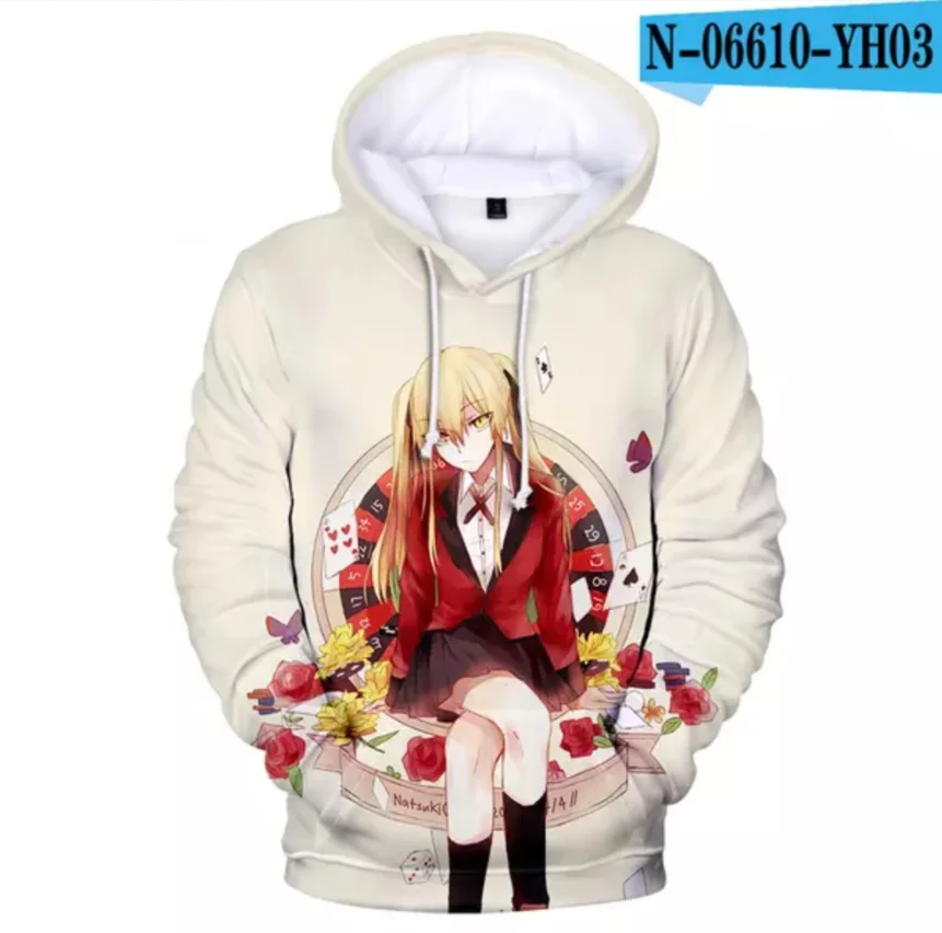 Костюм для косплея японского аниме Kakegurui 3D Толстовка с капюшоном мальчиков и