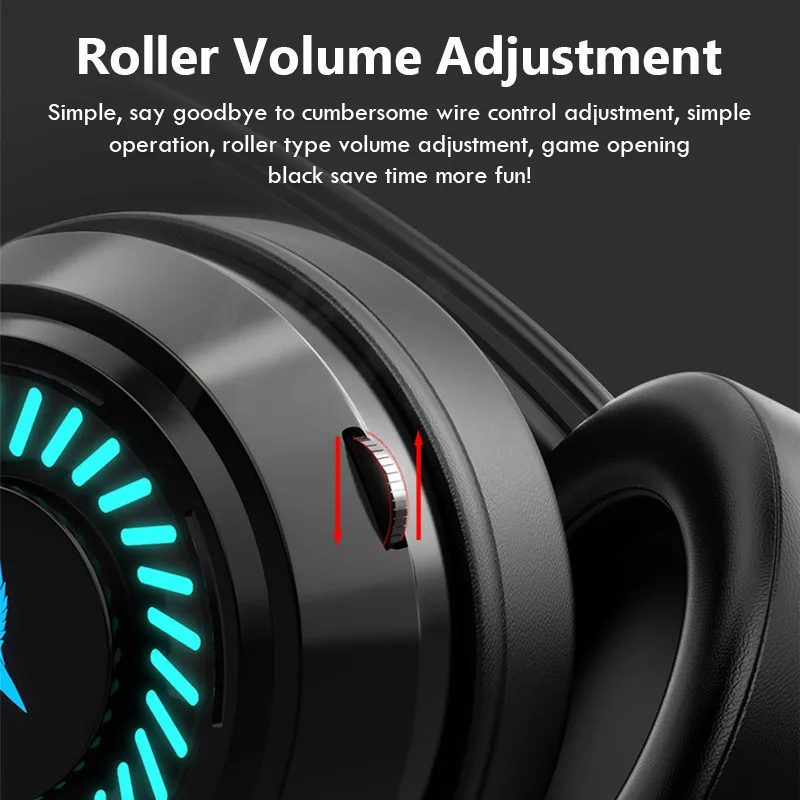 Video Gaming Headsets Gamer Headphones Surround Stereo Wired Earphones with Microphone USB Colourful Light PC Laptop Game Headse
