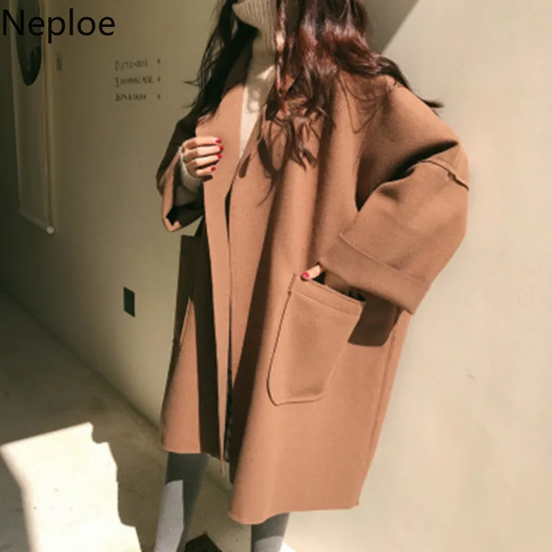 Neploe корейский Зимний новый темперамент средней длины секция Casaco Feminino Короткий