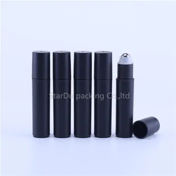 

500pcs 10ml Black PP Plastic Roll on Bottle with Stainless Steel Roller Ball Small Essential Oil Roller Refillable Bottles