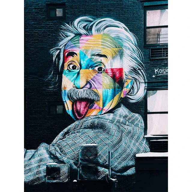 Modern Art Street Graffiti Wall Art Canvas Einstein Posters And Prints Spray Painting Art Pictures For Living Room Decoration WG194