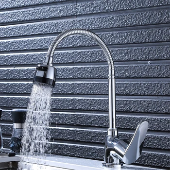 

Kitchen Single Hole faucet Stainless Steel Plating Bathroom Basin Faucets 360 Degree Hot Cold Water Mixer Tap Drosphipping