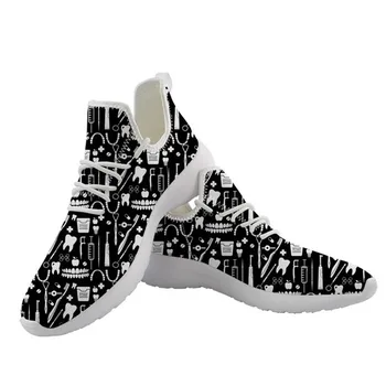 

Cute Cartoon Tooth/Dentistry/Dental Tools Print Flats Mesh Knitting Sneaker Woman Men Spring/Autumn Mesh Shoes Sport Female