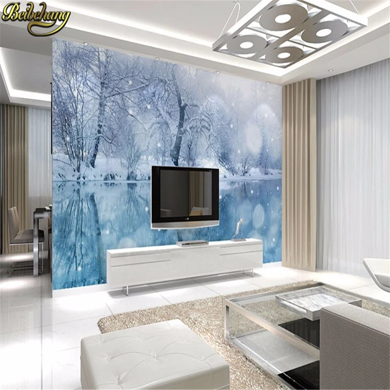nature scenery landscape forest snow view papel de parede 3d large photo wall paper murals mural wallpaper for walls 3 d tapety