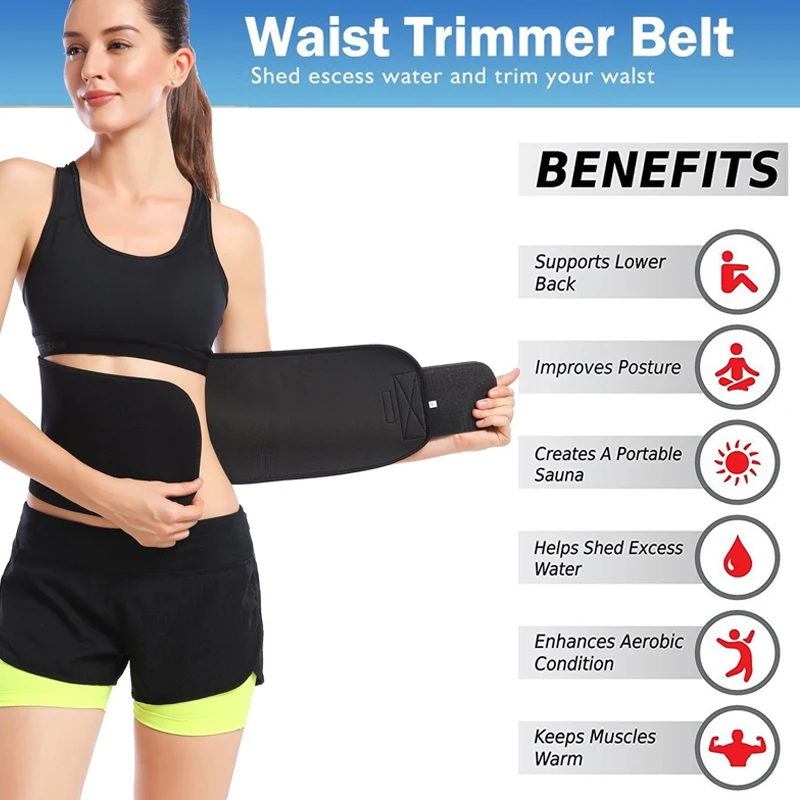 Yosoo Waist Trimmer Belt - Neoprene Waist Sweat Band for Slimmer Water  Weight Loss Mobile Sauna Tummy Tuck Belts Strengthen Tummy Abs During