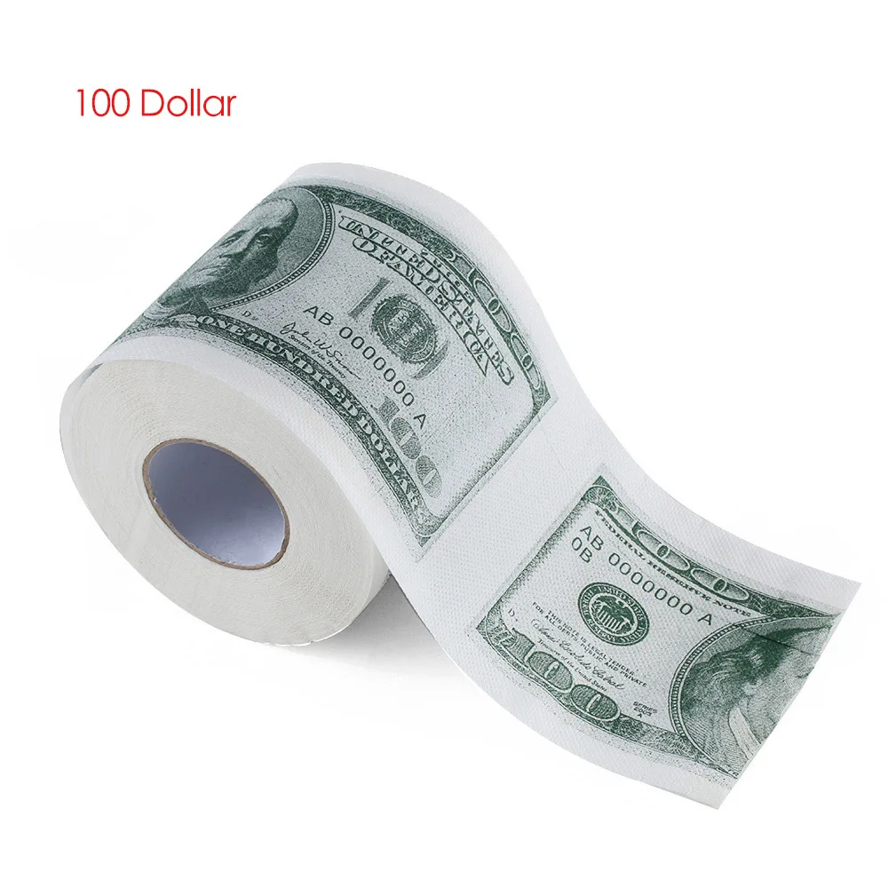 1 рулон, новинка, забавная туалетная бумага, туалет, рулон ткани для ванной, мягкая 100 долларов, напечатанная шутка, кляп, туалетная бумага