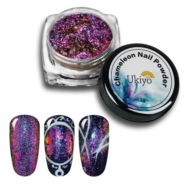 Box Chameleon Powder Need Black Base 3D DIY Flakes Sequins Nail Glitter Powder Chrome Pigment Nail Art Decorations