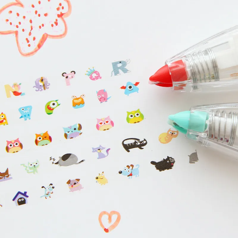 Kawaii мультфильм Животные Корректирующая лента ручка украшения пресс тип ленты корейские канцелярские товары для школы поставки 00201
