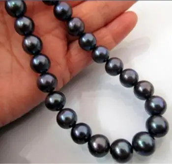 

Free shipping Exquisite AAA 10-11mm Tahitian black pearl necklace set 925silver 18 inch