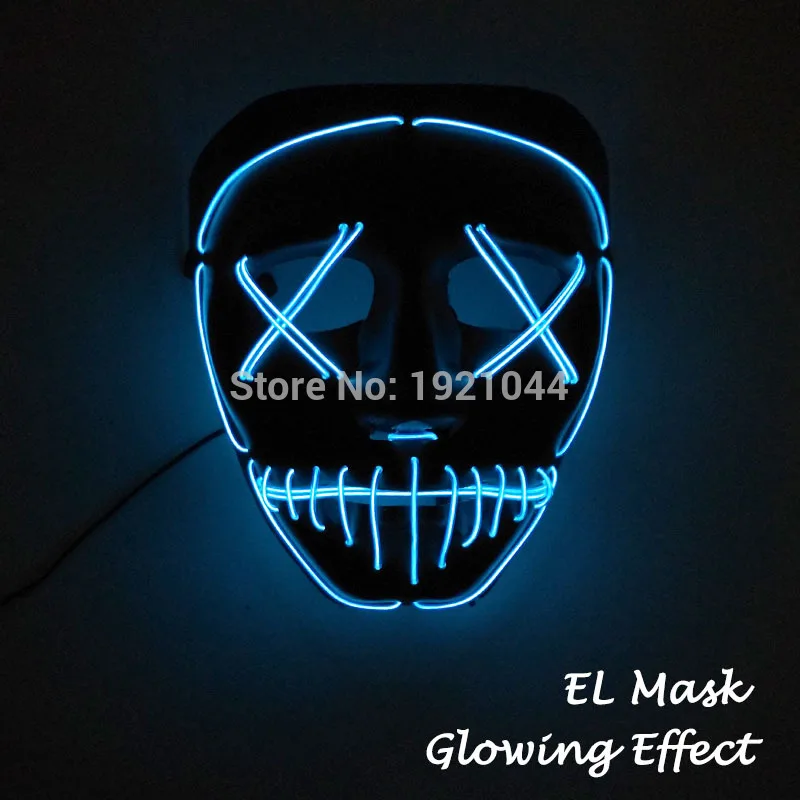 Горячая Распродажа, модная светящаяся маска EL Wire, светодиодный Вечерние Маски, костюмы на Хэллоуин, маска для Хэллоуина, страшная тема, вечерние украшения - Цвет: Style 14