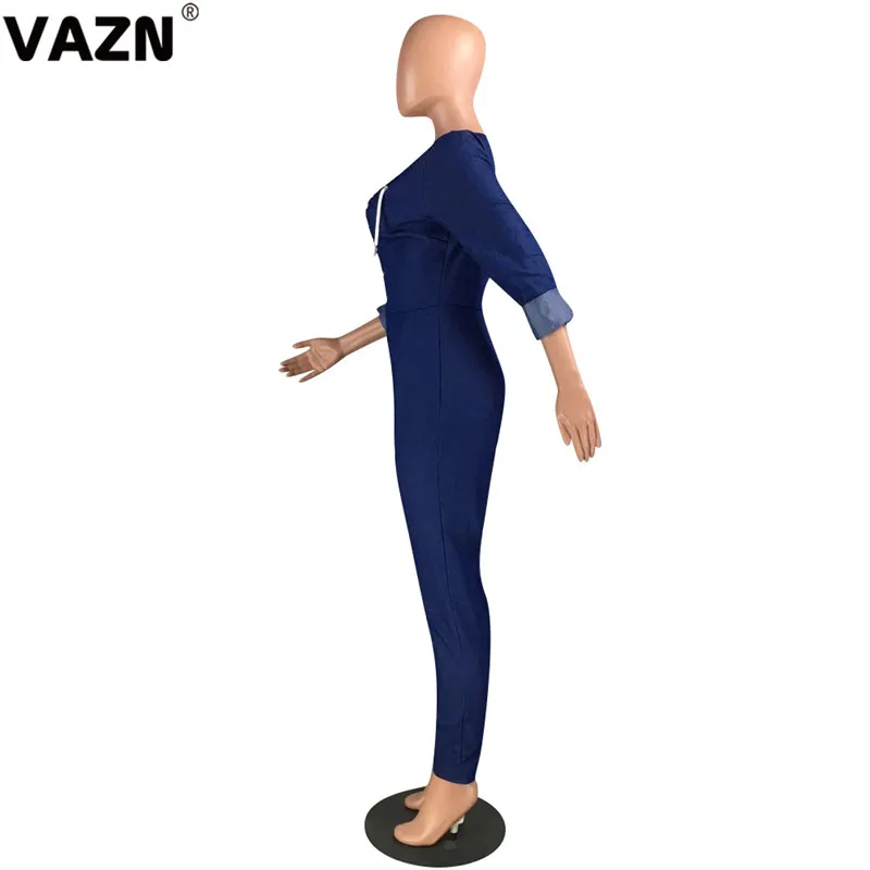 VAZN, новинка, открытые комбинезоны, сексуальный клубный модный топ с перекрестной повязкой, однотонный эластичный женский комбинезон с длинным рукавом и высокой талией