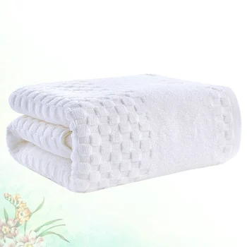 

1pc Pure Cotton Bath Towel Hightly Absorbent Bath Sheet Thicken Shower Towel for Home Hotel Use (White)