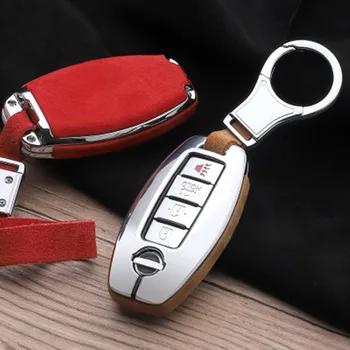 

Car Leather Key Cover Case Chain For Nissan Versa Maxima Rogue Armada Sentra Qashqai X-Trail For Infiniti FX35 QX50 Accessories
