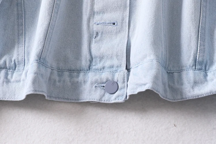 

One's Back Embroidered off-Shoulder Single Breasted Loose-Fit BF Fold-down Collar Jacket Jeans Coat Women's Entity