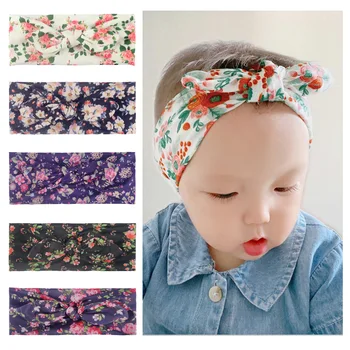 

Hairband new children's small floral print headband baby baby print rabbit ear hairband kids headband accessories