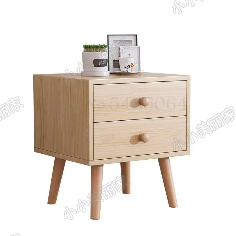 Solid Wood Bedside Table Nordic Simple Cabinet Two