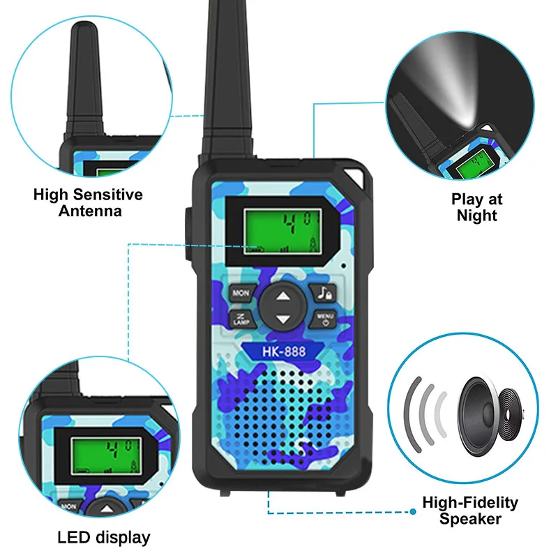 2 шт двухсторонняя радио игрушка Walkie Talkie детская радиостанция длинный диапазон ручной фонарик приемопередатчика коммуникатор подарки для детей